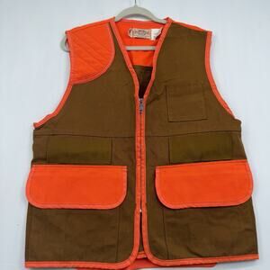 Vtg Saf-T-Bak Hunting Shooting Vest Duck Canvas Game Pouch Large MADE IN USA